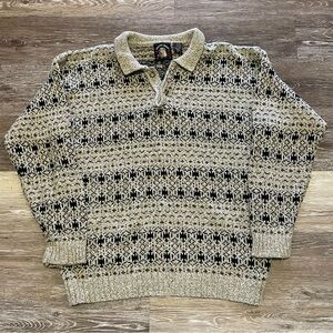 Vintage 80s Gant Salty Dog Knit Sweater Men’s Size Medium Black Brown Collared